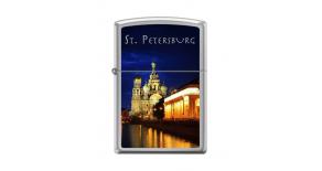 Зажигалка ZIPPO Храм Спаса-на-Крови, с покрытием High Polish Chrome, латунь/сталь, 36x12x56 мм